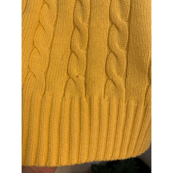 Izod Yellow Cable Knit Men's Large Quarter Zip Pullover 100% Cotton Sweater - Picture 10 of 11